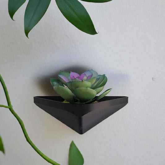 Triangular Floating Wall Planter | Minimalist Geometric Hanging Pot | Modern Home Decor | Easy Mount Plant Holder - BatCountryCraftsUSA