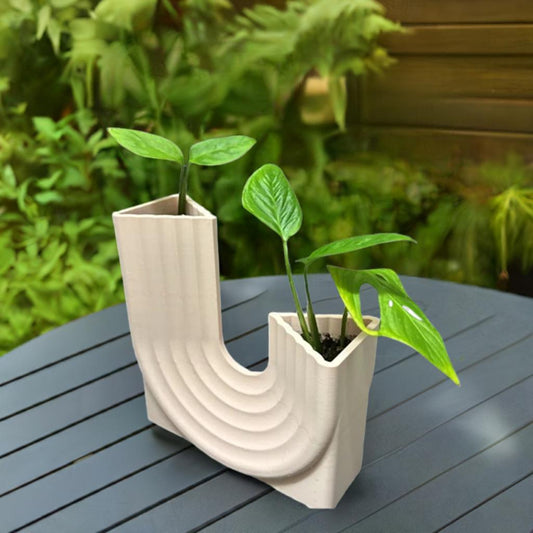 Modern Curved Planter with Drainage | Art Deco Style Plant Vase | Contemporary Plant Holder | Designer Plant Pot | Modern Home Decor - BatCountryCraftsUSA