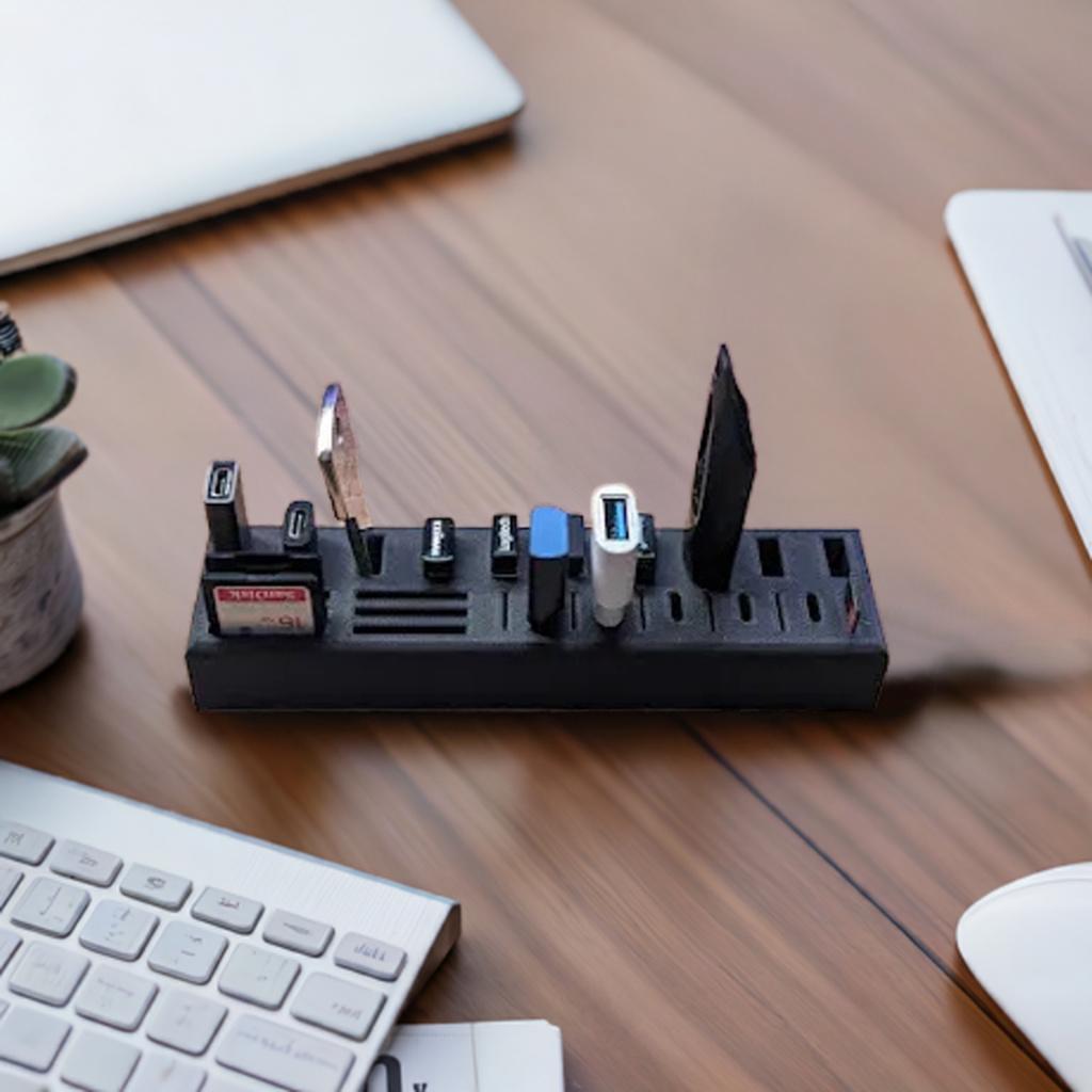 USB and SD Card Organizer | USB-C A Holder | Memory Card Storage | Desk Cable Management | Tech Organizer Stand - BatCountryCraftsUSA