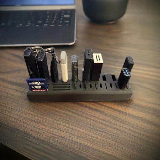 USB and SD Card Organizer | USB-C A Holder | Memory Card Storage | Desk Cable Management | Tech Organizer Stand - BatCountryCraftsUSA