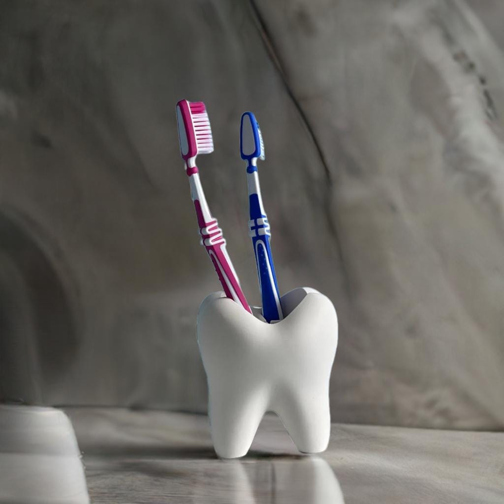 Tooth Shaped Toothbrush Holder | Dental Theme Bathroom Decor | Multiple Brush Stand | Fun Tooth Design | Kids Organizer - BatCountryCraftsUSA