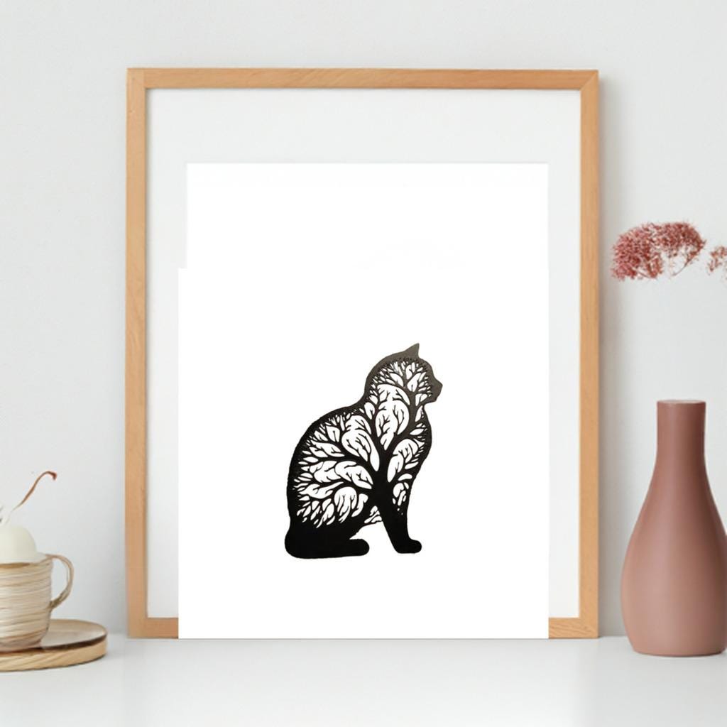 Cat Tree Wall Art | Door Frame Topper | Tree Branch Cat Decor | Modern Animal Art | Home Pet Decoration - BatCountryCraftsUSA