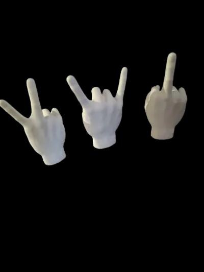 Hand Gesture Miniatures | Set of 4 Hand Sign Figurines | Rock On Peace Love Thumbs Up Collectibles | Desktop Decor - BatCountryCraftsUSA