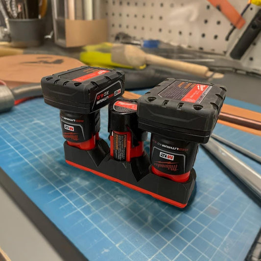 Milwaukee M12 Battery Organizer | Gridfinity Shadow Tray | Tool Battery Storage | Workshop Organization | M12 Battery Holder | 3X Small Tray - BatCountryCraftsUSA