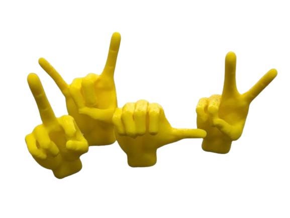 Hand Gesture Miniatures | Set of 4 Hand Sign Figurines | Rock On Peace Love Thumbs Up Collectibles | Desktop Decor - BatCountryCraftsUSA