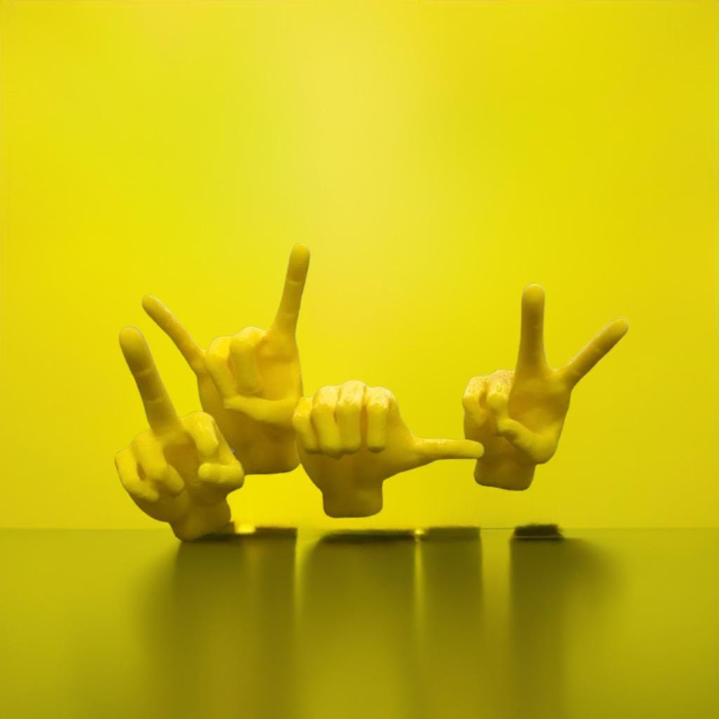 Hand Gesture Miniatures | Set of 4 Hand Sign Figurines | Rock On Peace Love Thumbs Up Collectibles | Desktop Decor - BatCountryCraftsUSA