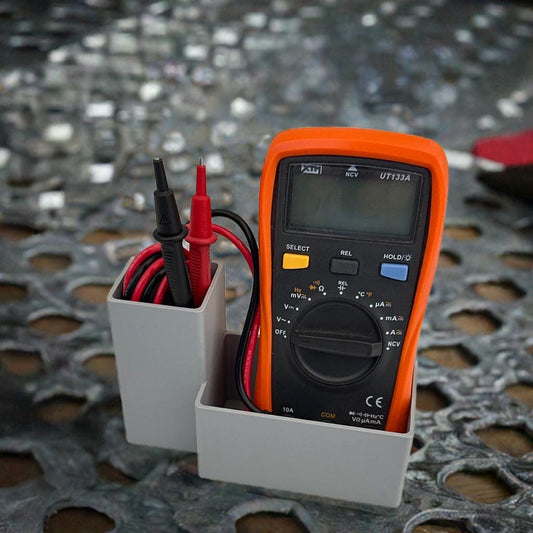 Multimeter Holder with Cable Storage | Electronics Test Equipment Stand | Workshop Organizer | 2 Variations | Honeycomb Design - BatCountryCraftsUSA