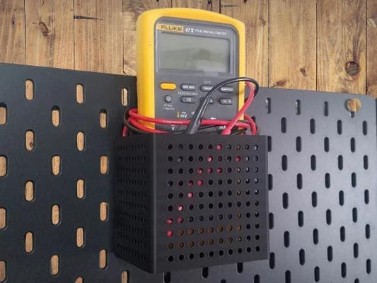 Professional Digital Multimeter Holder | Wall Mount Test Equipment Basket | Electronics Meter Organizer | Pegboard Compatible - BatCountryCraftsUSA