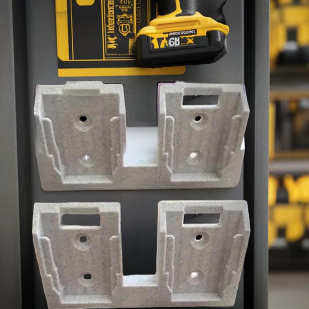 Dual DeWalt Battery Holder | Wall Mount Storage | Tool Battery Organizer | Workshop Organization | DeWalt 20V Battery Mount - BatCountryCraftsUSA