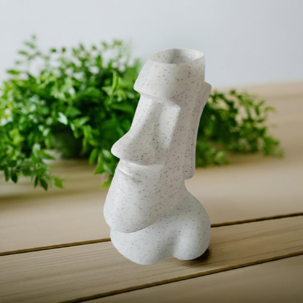 Moai Head Planter | Easter Island Statue Vase | Polynesian Decor | Tiki Planter | Indoor Garden Pot | Succulent Planter | Modern Home Accent - BatCountryCraftsUSA