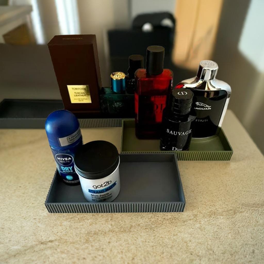 Simple Modern Bathroom Tray | Minimalist Vanity Organizer | Toiletry Storage Stylish Bathroom Decor Countertop Organizer Small Storage Tray - BatCountryCraftsUSA