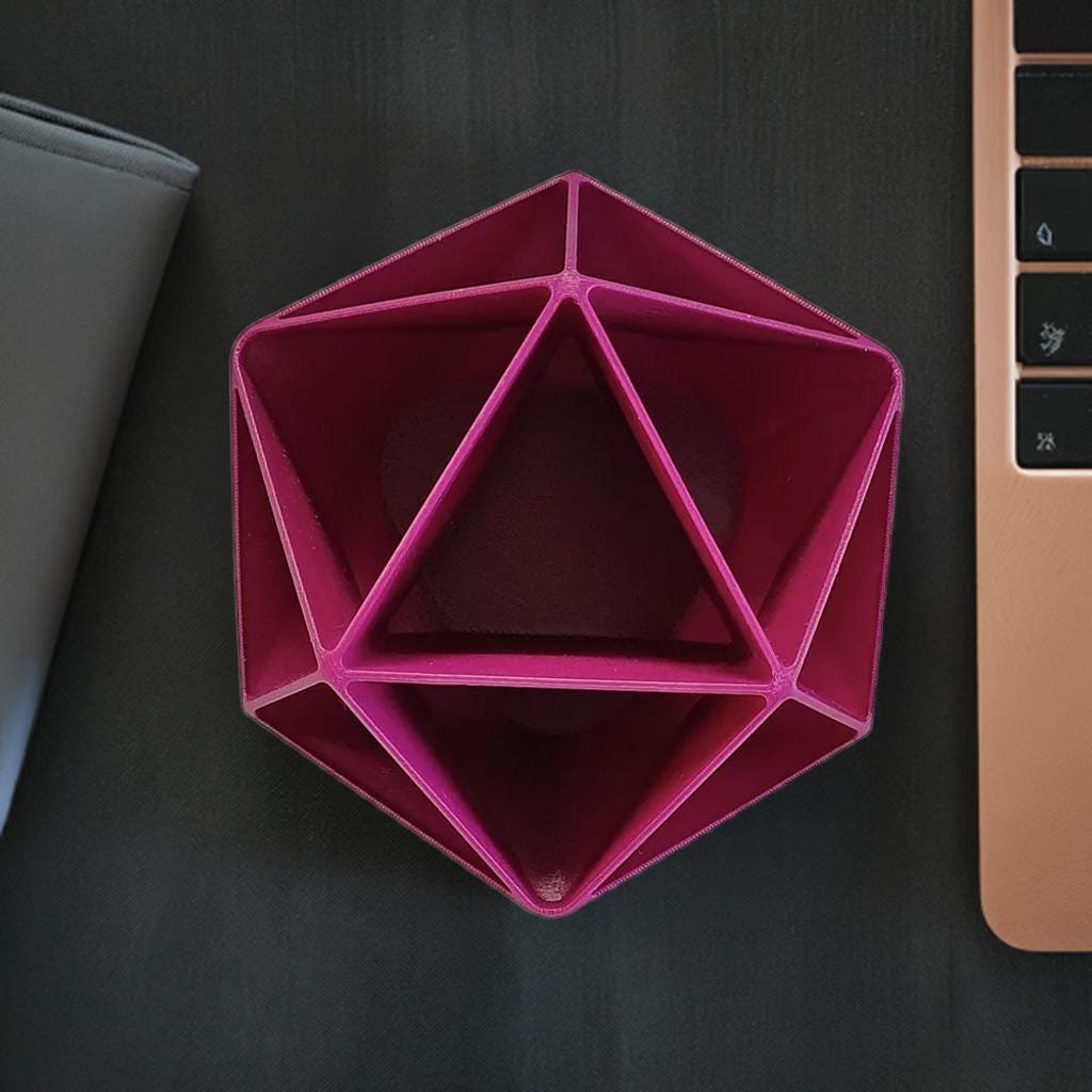 D20 Dice Shaped Desk Organizer | Icosahedron Pen Holder | 20-Sided Stationery Caddy | Tabletop Gaming Decor | Office Supply - BatCountryCraftsUSA
