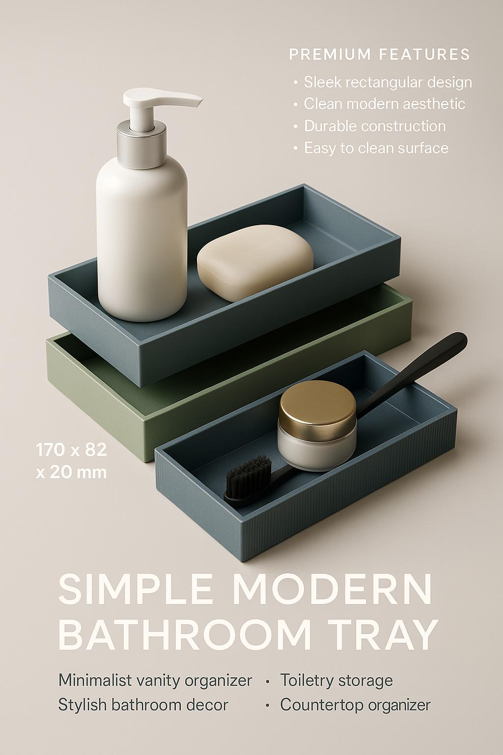 Simple Modern Bathroom Tray | Minimalist Vanity Organizer | Toiletry Storage Stylish Bathroom Decor Countertop Organizer Small Storage Tray - BatCountryCraftsUSA