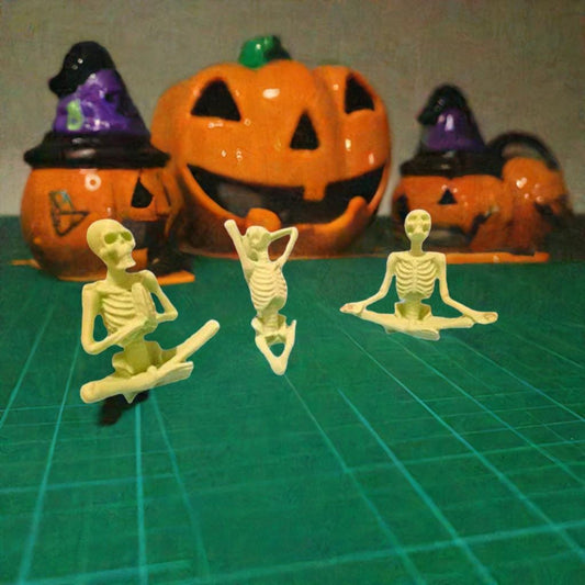 Skeleton Yoga Figurines | Set of 3 Poses | Gothic Home Decor | Yoga Lover Gift | Halloween Decoration | Meditation Art - BatCountryCraftsUSA