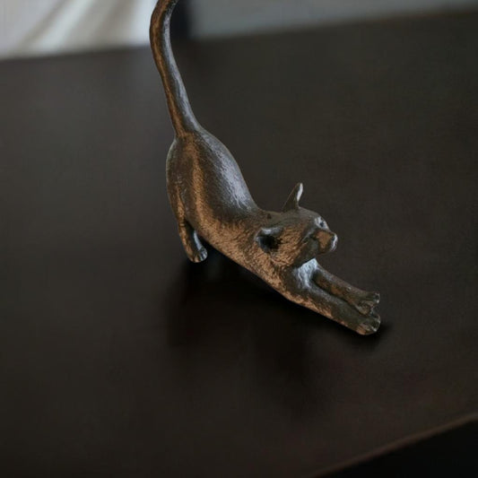Stretching Cat Figurine | Cat Sculpture | Feline Home Decor | Animal Lover Gift | Desk Accessory | Cute Cat Statue | Pet Lover Gift - BatCountryCraftsUSA