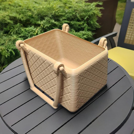 Print in Place Basket with Handles | Decorative Storage Container | Quilted Pattern Organizer | Home Decor Basket | Kitchen Storage Bin - BatCountryCraftsUSA