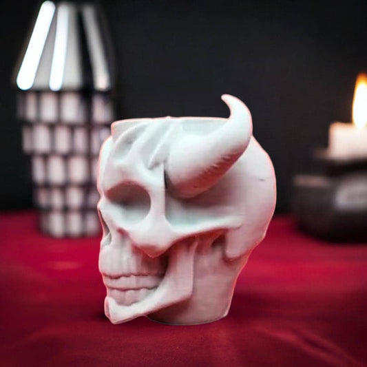 Demon Skull Pen Cup | Horned Skeleton Pen Holder | Gothic Office Accessory | Halloween Pencil Organizer | Dark Fantasy Decor - BatCountryCraftsUSA