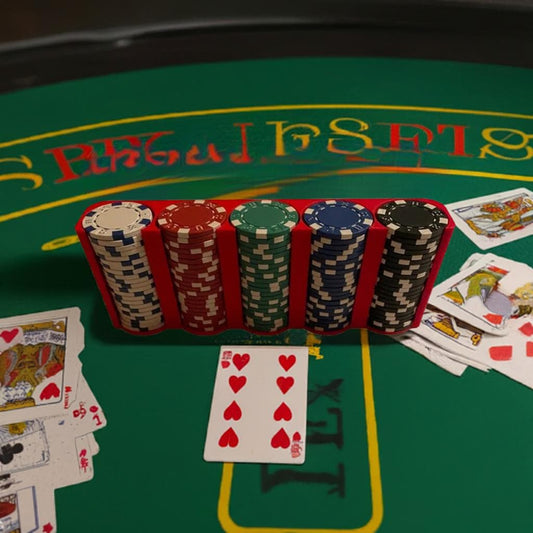 5-Column Poker Chip Tray | 110 Casino Chip Organizer | Vertical Stack Holder | Card Game Accessory - BatCountryCraftsUSA