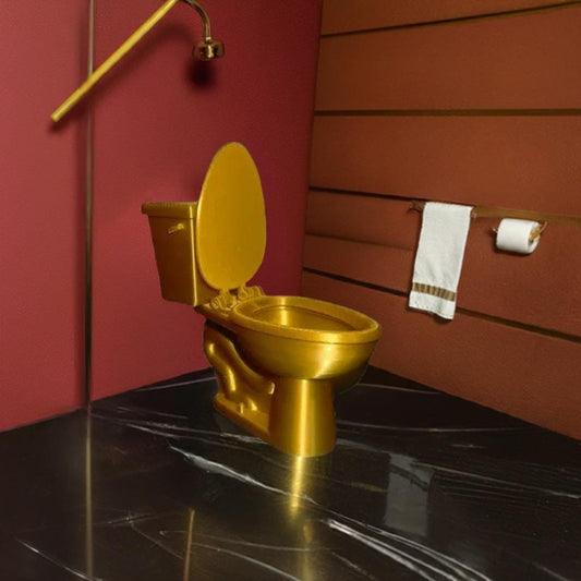 Golden Toilet Miniature | Dollhouse Bathroom Accessory | Novelty Desk Toy | Funny Bathroom Decor | Mini Toilet Model | Office Gag Gift - BatCountryCraftsUSA