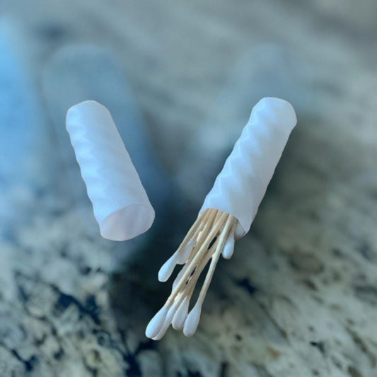 Travel Container for Q-tips | Cotton Bud Storage | Portable Ear Swab Holder Bathroom Travel Accessory Hygienic Cotton Swab Case Travel Size - BatCountryCraftsUSA
