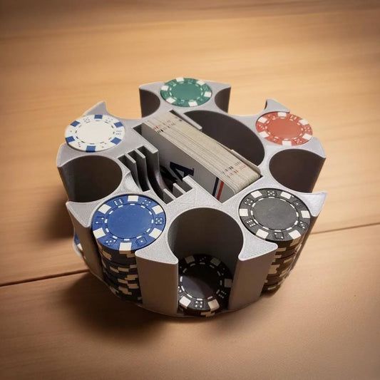All-In-One Poker Chip Tray & Card Holder | Casino Table Organizer | Blind Button Station | Gaming Caddy - BatCountryCraftsUSA
