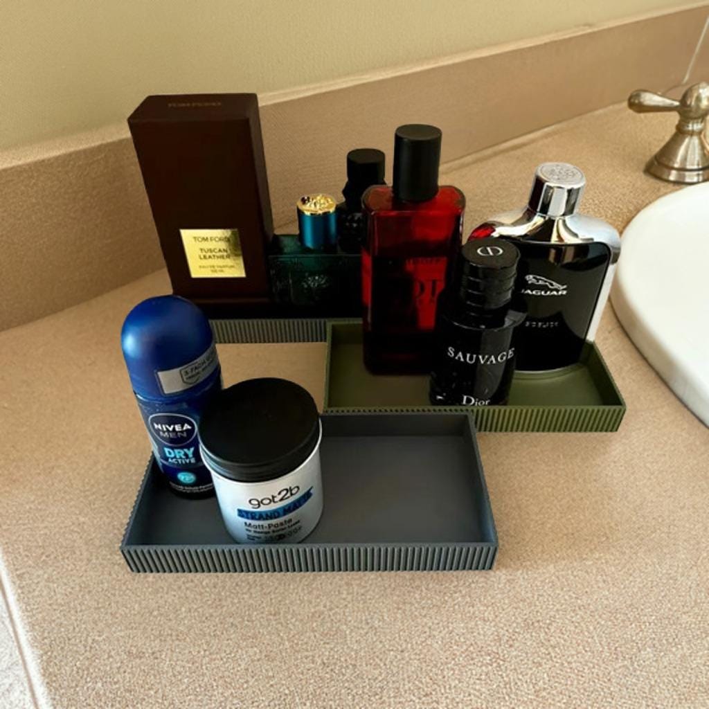 Simple Modern Bathroom Tray | Minimalist Vanity Organizer | Toiletry Storage Stylish Bathroom Decor Countertop Organizer Small Storage Tray - BatCountryCraftsUSA