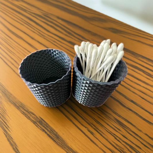 Q-Tip Holder Cup | Cotton Swab Organizer | Bathroom Vanity Storage | Modern Bath Accessory | Decorative Bathroom Container | - BatCountryCraftsUSA