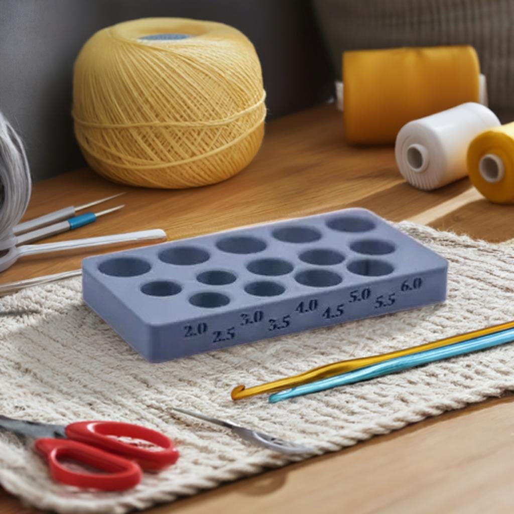 Crochet Hook Organizer for Ergonomic Rubber Handles | 9 or 14 Hook Storage Block | Desktop Stand | Craft Supply Holder | Tool Rack - BatCountryCraftsUSA