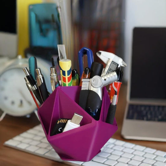 D20 Dice Shaped Desk Organizer | Icosahedron Pen Holder | 20-Sided Stationery Caddy | Tabletop Gaming Decor | Office Supply - BatCountryCraftsUSA