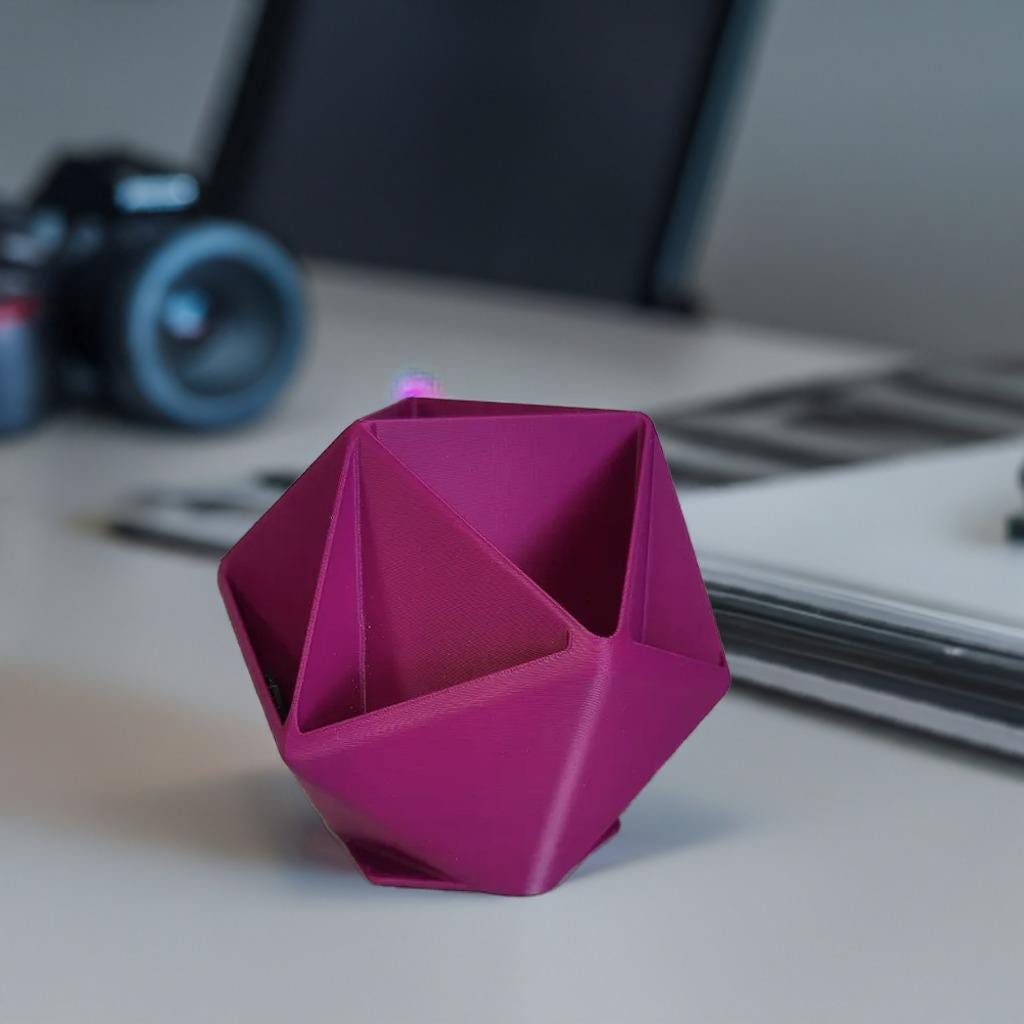 D20 Dice Shaped Desk Organizer | Icosahedron Pen Holder | 20-Sided Stationery Caddy | Tabletop Gaming Decor | Office Supply - BatCountryCraftsUSA