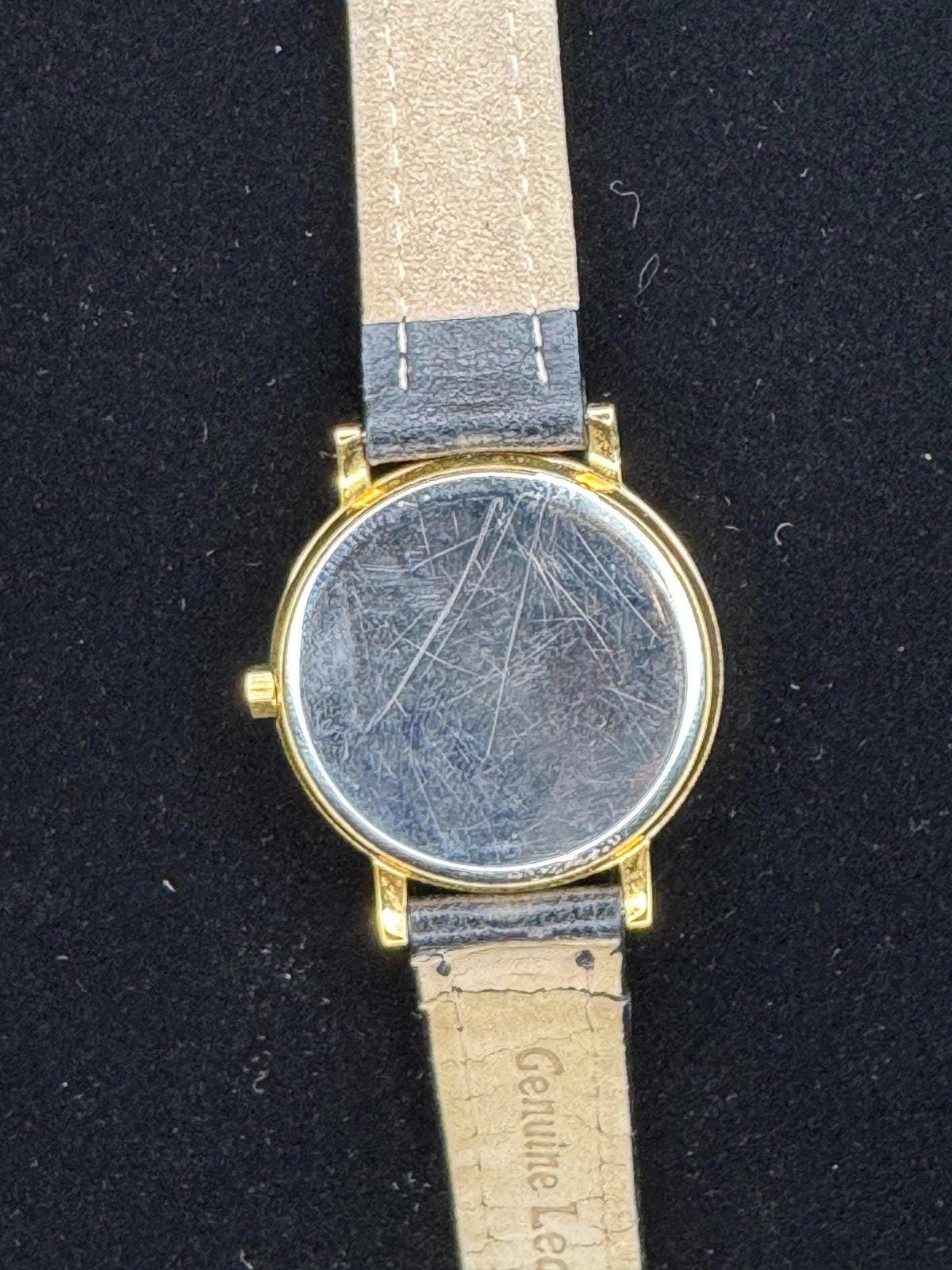 Vintage Millefiori Art Glass Watch - Gold Case | Colorful Floral Dial | Genuine Leather Two-Tone Band | Collectible Timepiece - BatCountryCraftsUSA