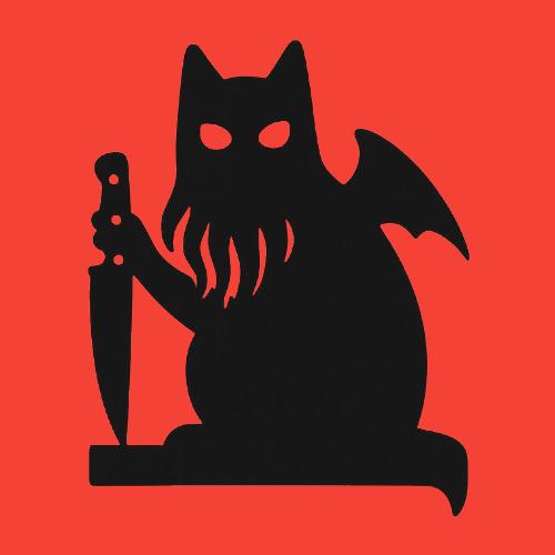 Cthulhu Cat with Knife Door Topper | Lovecraftian Halloween Decor | Gothic Door Frame Art | Horror Cat Silhouette | Spooky Home Accent - BatCountryCraftsUSA