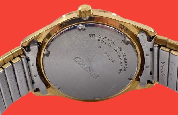 Vintage Seiko Blue Dial Watch | Gold Day Date Timepiece | 42mm Japanese Quartz | Collector's Item | Working Condition - BatCountryCraftsUSA