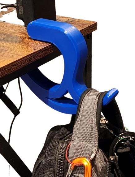 Under Desk Bag Hook | Portable Desk Edge Hanger | Universal Laptop Bag Holder | Travel Purse Organizer - BatCountryCraftsUSA