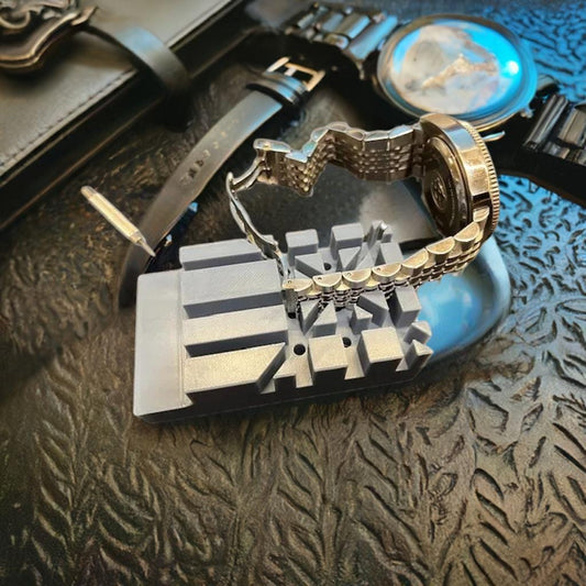 Watch Band Sizing Block | Bracelet Link Removal Tool for Metal Straps | Watchmaker Bench Block for Pins, Screws & Strap Adjustments - BatCountryCraftsUSA